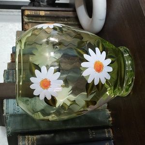 Green Daisy Vase 7” Tall X 6” Vintage Teleflora